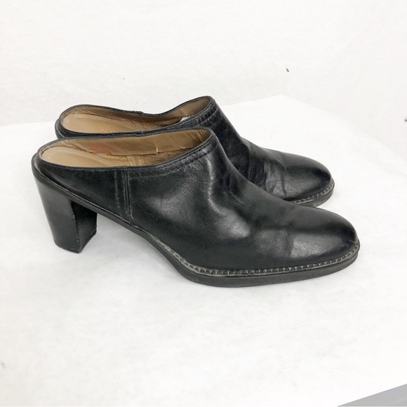 Aeropostale Leather Road West Heeled Slip On Mules, Size 9.5, Black - Picture 1 of 5
